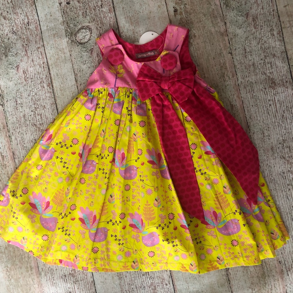 NWT Jelly The Pug Dress 3t pink and yellow